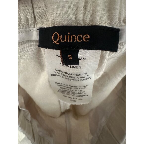 Quince 100% Linen Flare Pants Womens Small Beige Elastic Waist Coastal Lagenlook - Picture 4 of 12